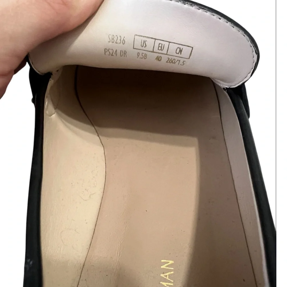 Stuart Weitzman Allpearls Black Leather Studded Lug Loafer | Classic Slip On - Picture 7 of 7